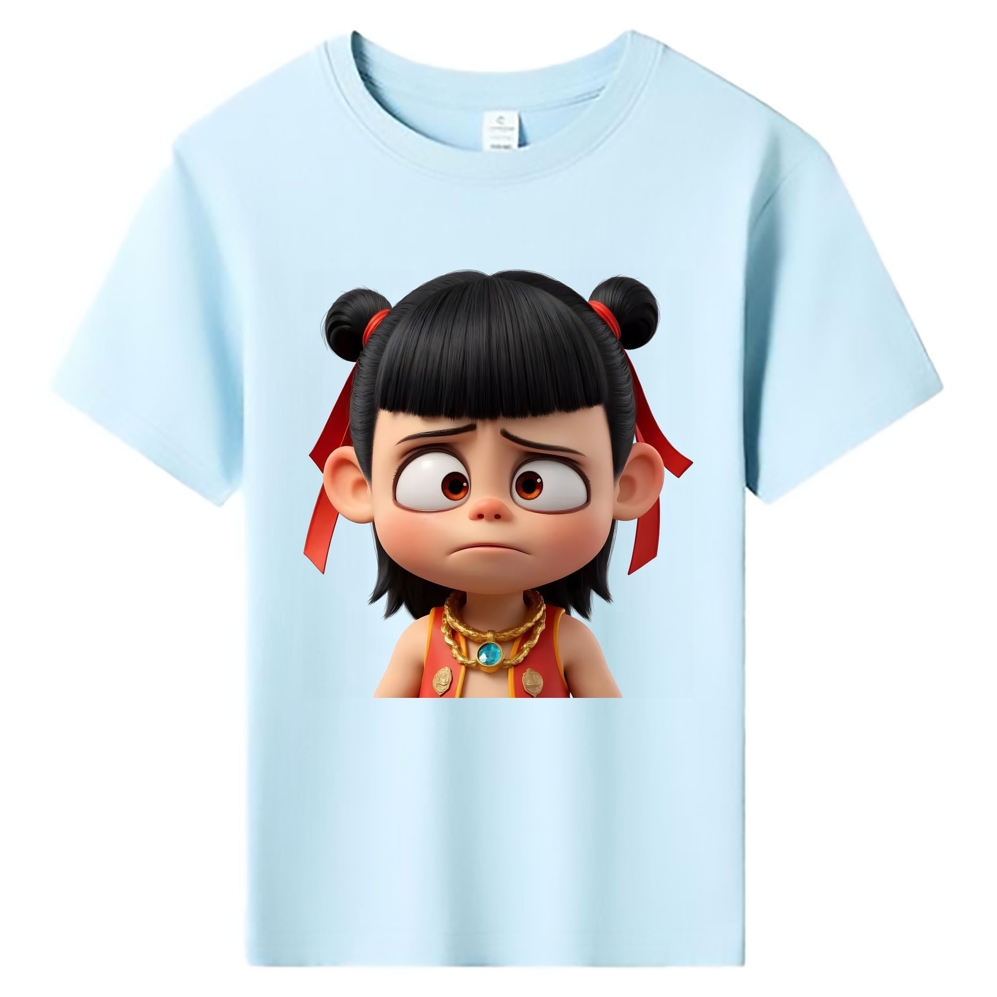 （画像用） Ne Zha 2 ナタ 魔童の大暴れ 綿100％キッズTシャツ（フロントプリント）